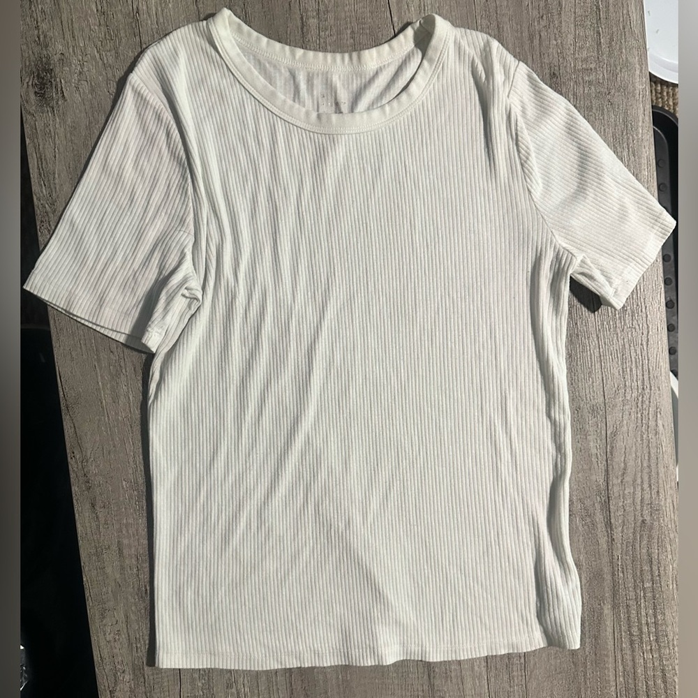 A new day tee White Ribbed Tee Size XL